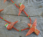Southwest Jewelry Coral Hummingbird Fetish Necklace